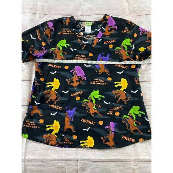 Scooby Doo Hanna Barbera Black Cotton Halloween Scrubs - Large - Picture 7 of 10